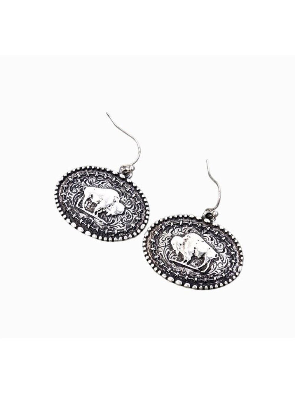 Western Buffalo Dangle Earrings - SE3296SB